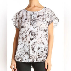 Liz Claiborne Medium black and white floral top